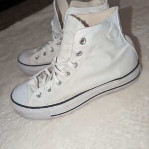 Converse White High-Top Canvas Sneakers with Black Trim